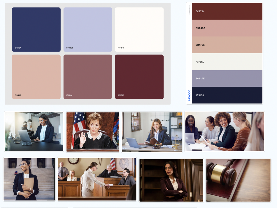 initial colour palette ideas and inspiration images