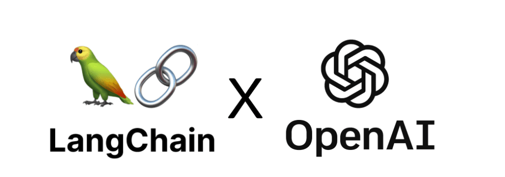 logos of langchain x open AI